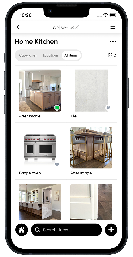 Color labels and favorites help track decisions across a project.